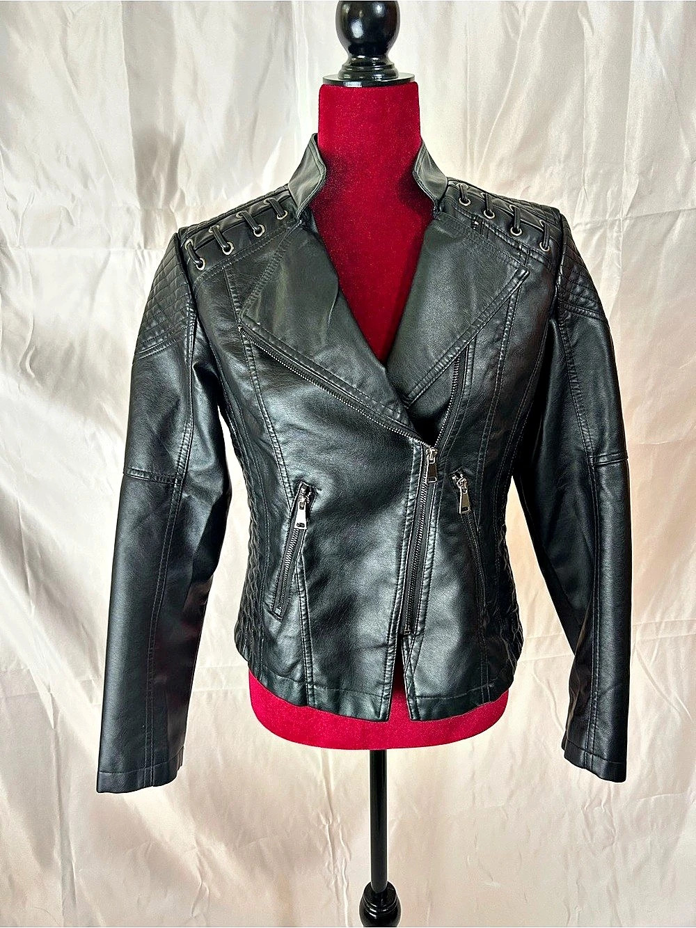 Faux Leather Moto Jacket Like New